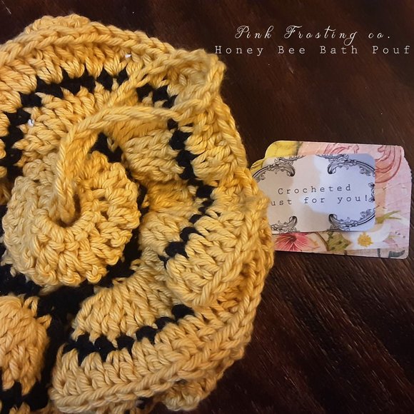 Honey Bee Handmade Crocheted Bath Pouf - Picture 2 of 3